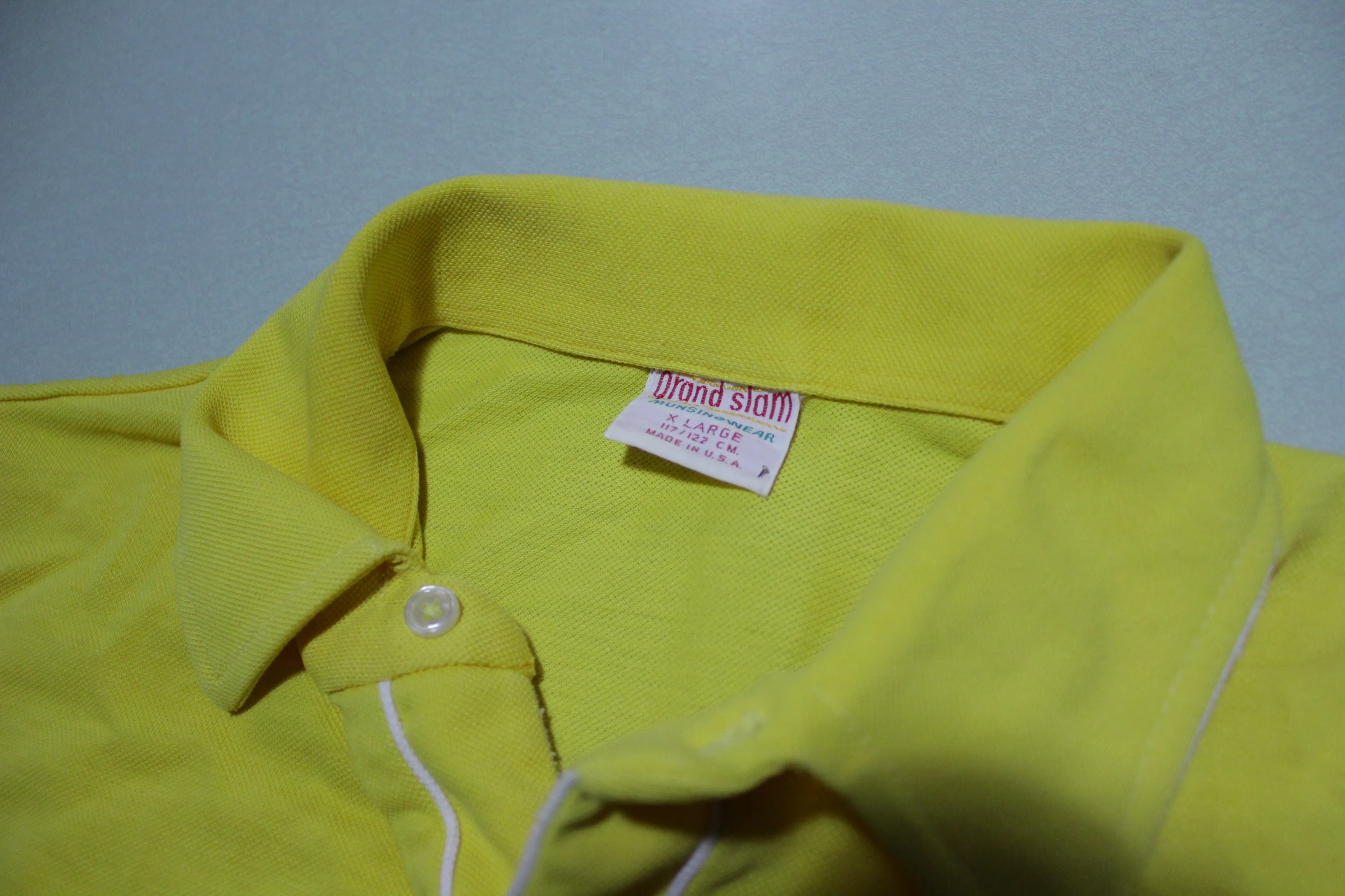 Munsingwear Grand Slam Penguin Vintage Yellow 80's Made In USA Golf Polo Shirt