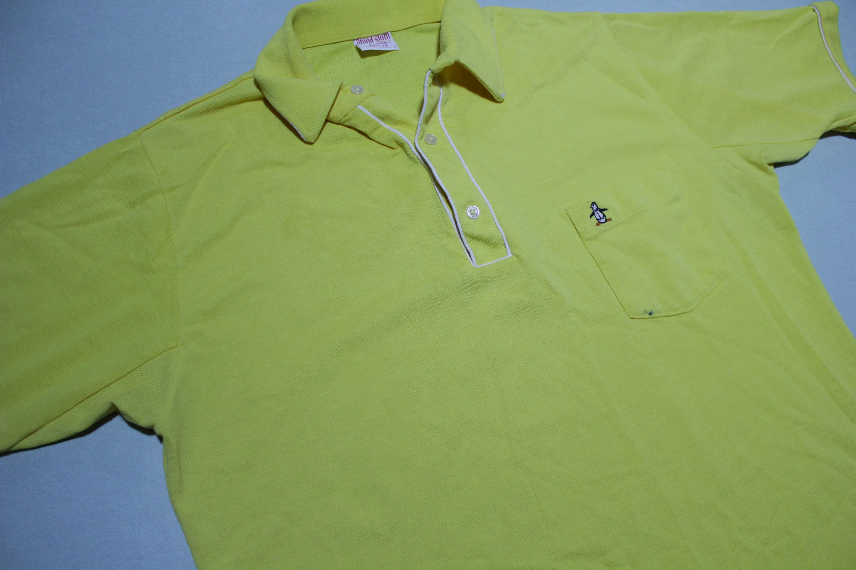 Munsingwear Grand Slam Penguin Vintage Yellow 80's Made In USA Golf Polo Shirt