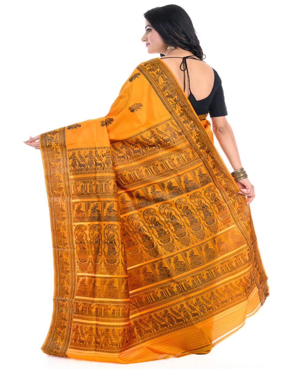 Mustard handwoven baluchari silk saree