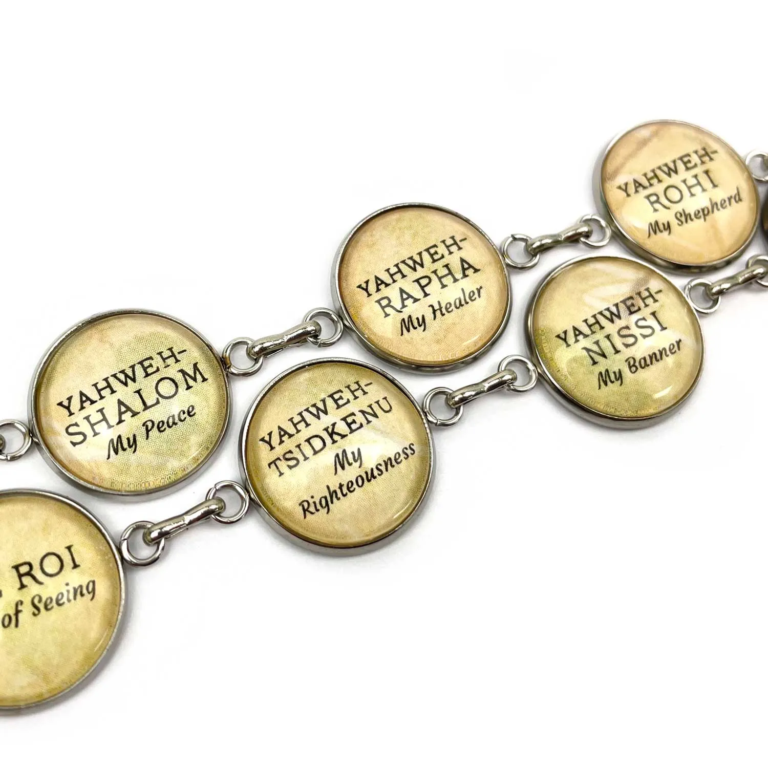 Names of GOD Yahweh Hebrew Charm Bracelet, Choose Your Charms! Glass Stainless Steel