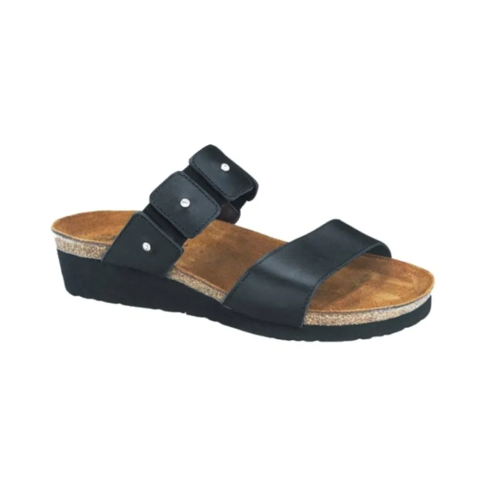 Naot Women's Ashley Slide Sandal - Black Madras Leather