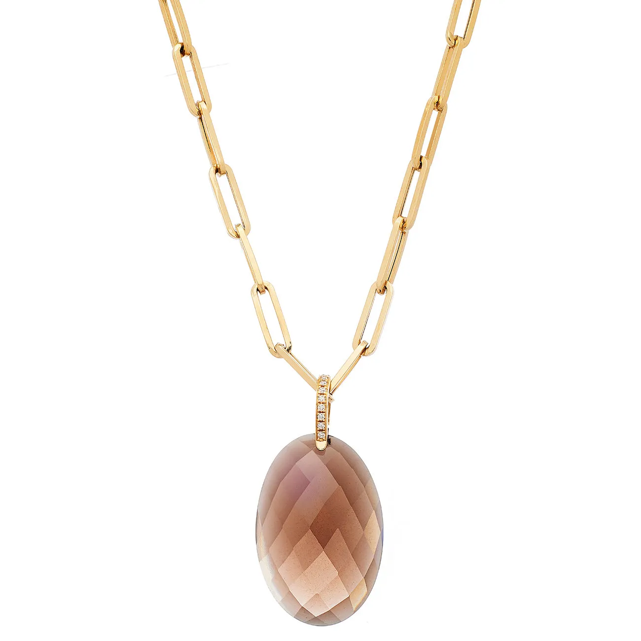 Natalia Necklace Yellow Gold Smokey Quartz Oval