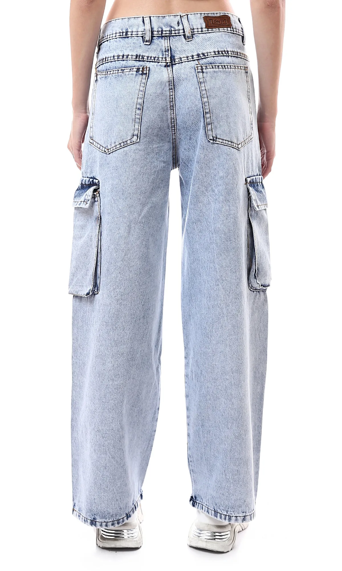 O175689 Stonewash Wide Leg Casual Solid Jeans