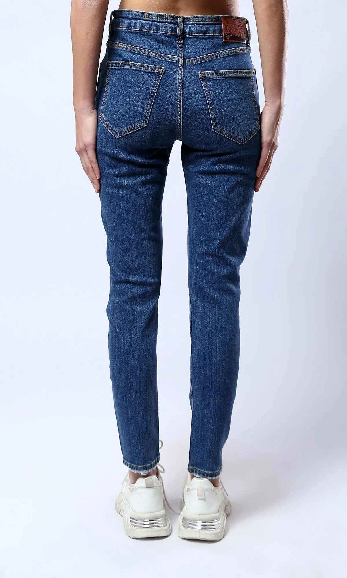 O182214 Standard Blue Casual Ripped Skinny Jeans