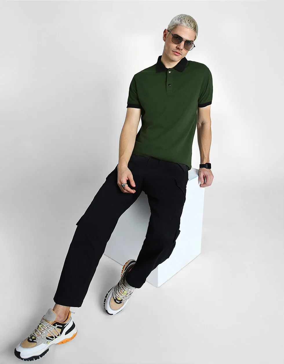 Olive Cotton Polo T-shirt