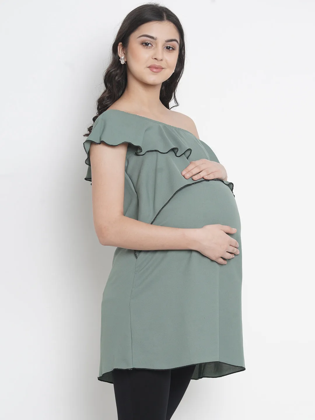 Olive Green Maternity and Feeding Top