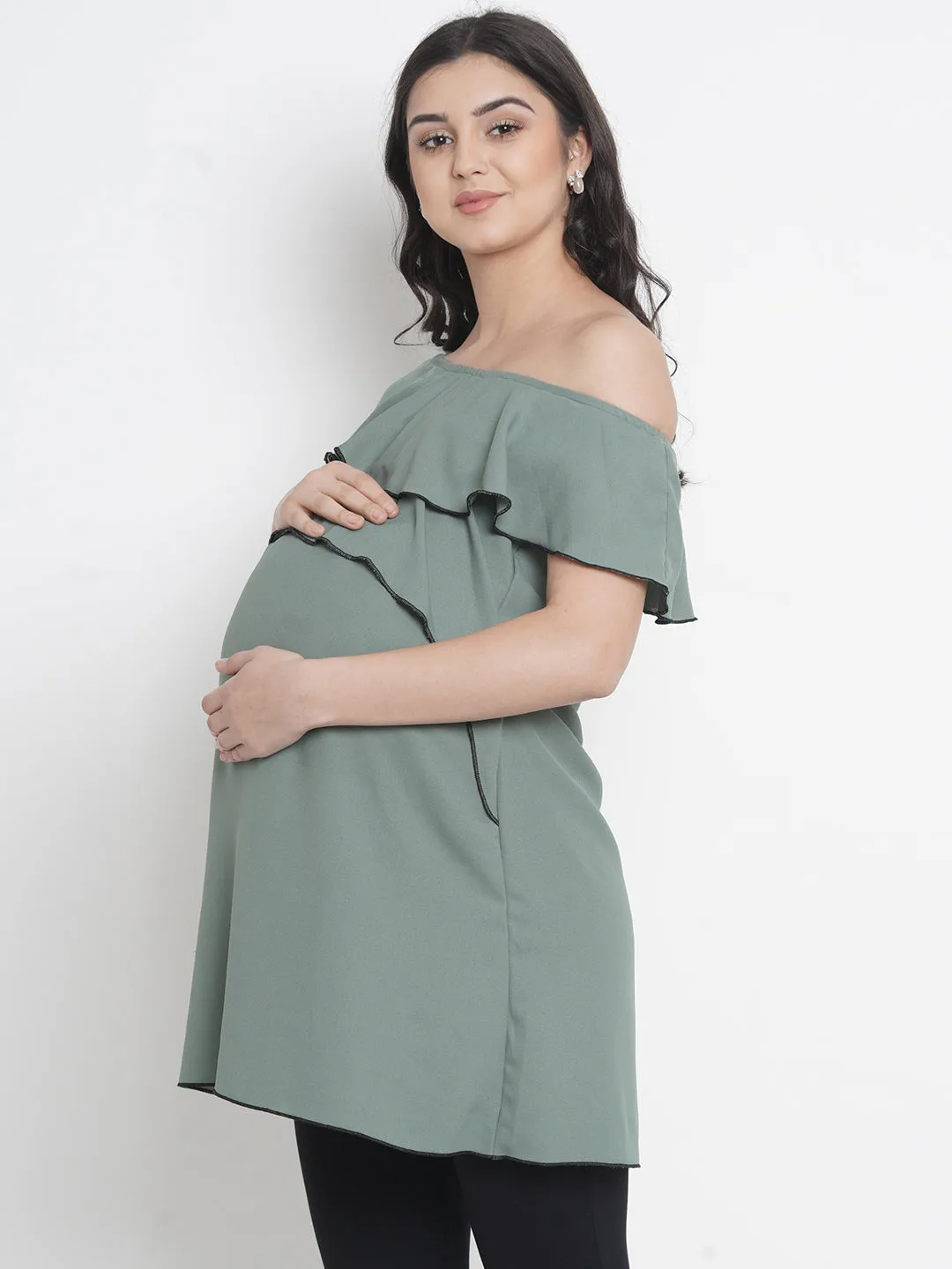 Olive Green Maternity and Feeding Top