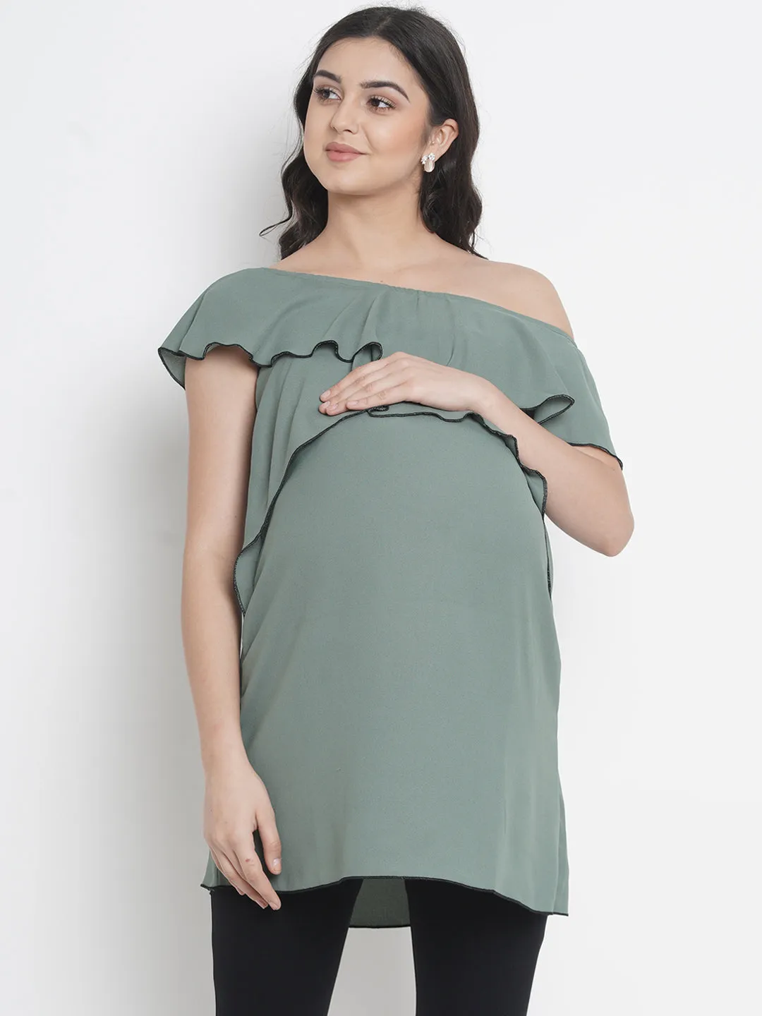 Olive Green Maternity and Feeding Top