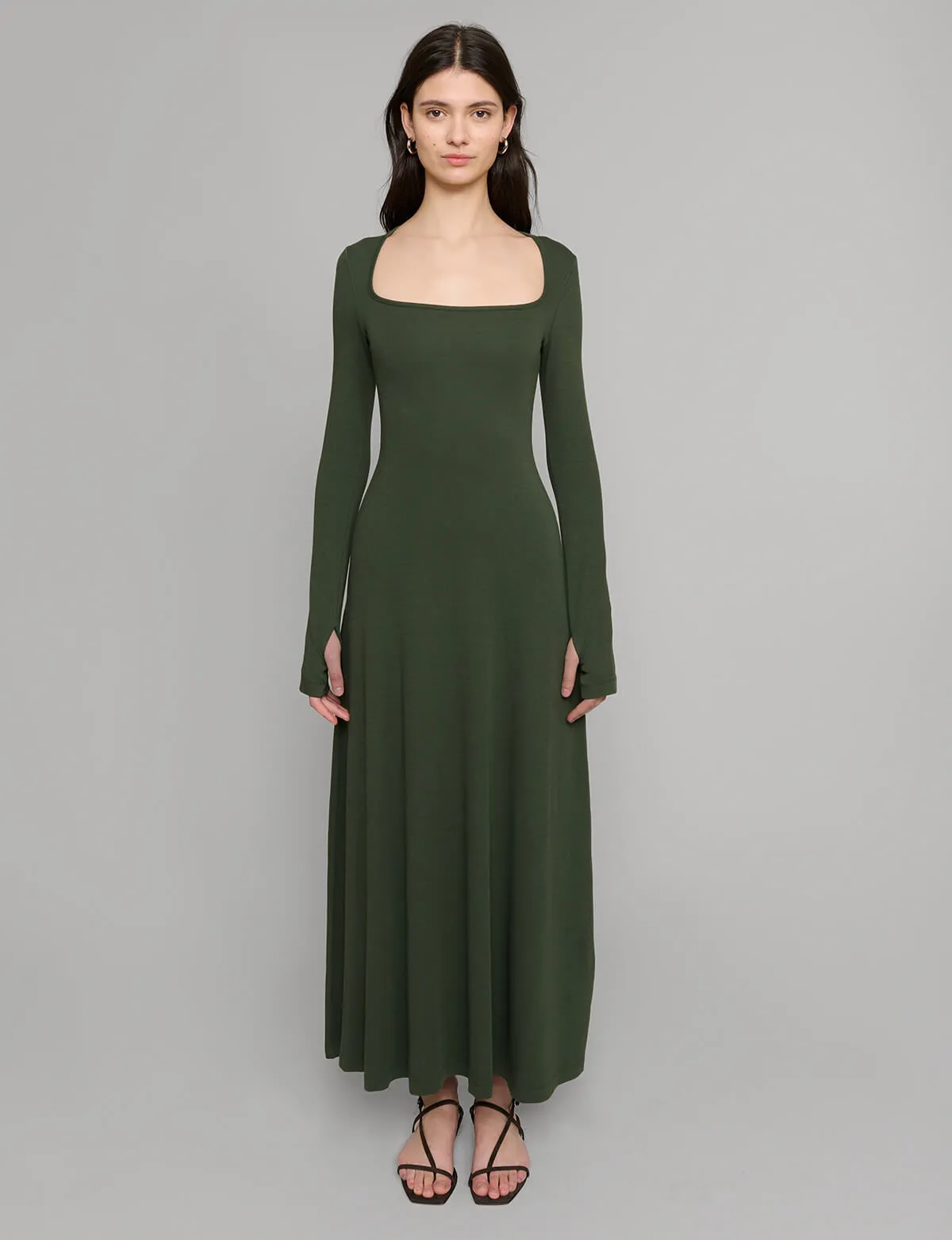 Olive Maxi Jersey Dress