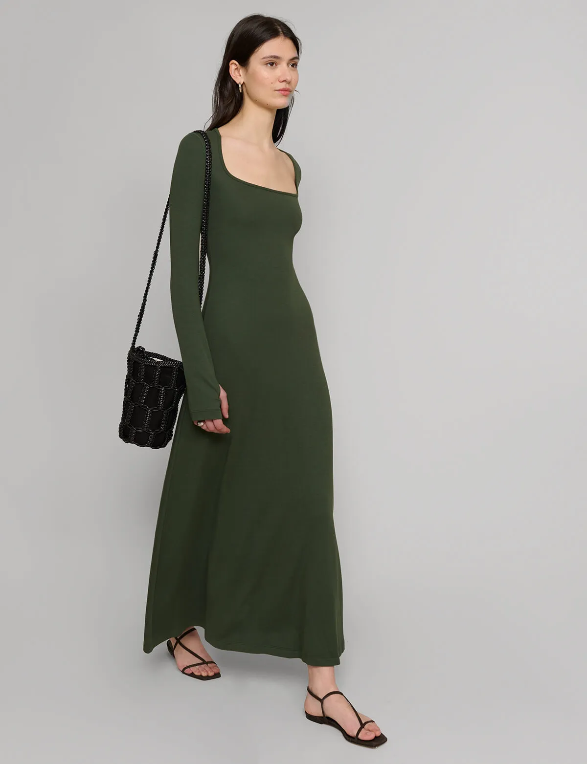 Olive Maxi Jersey Dress