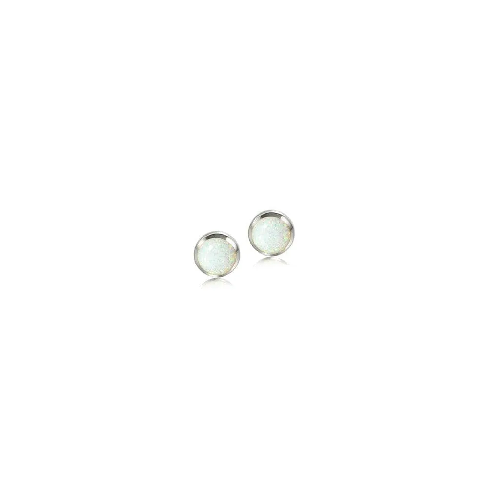 Opal Circle Stud Earrings