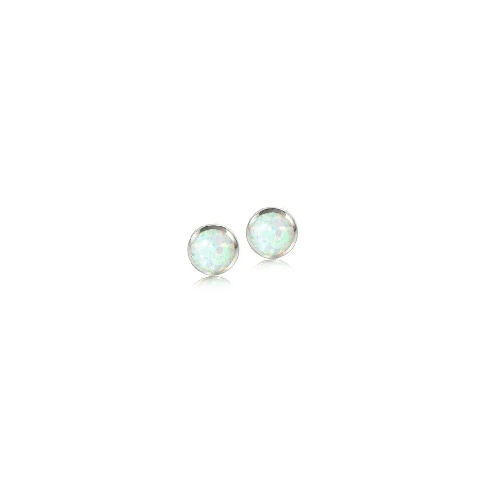 Opal Circle Stud Earrings