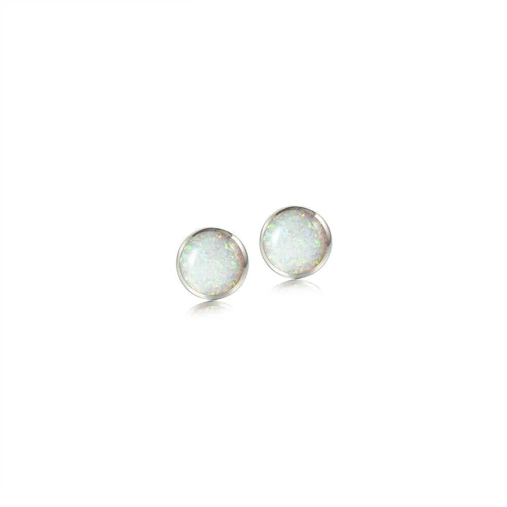 Opal Circle Stud Earrings