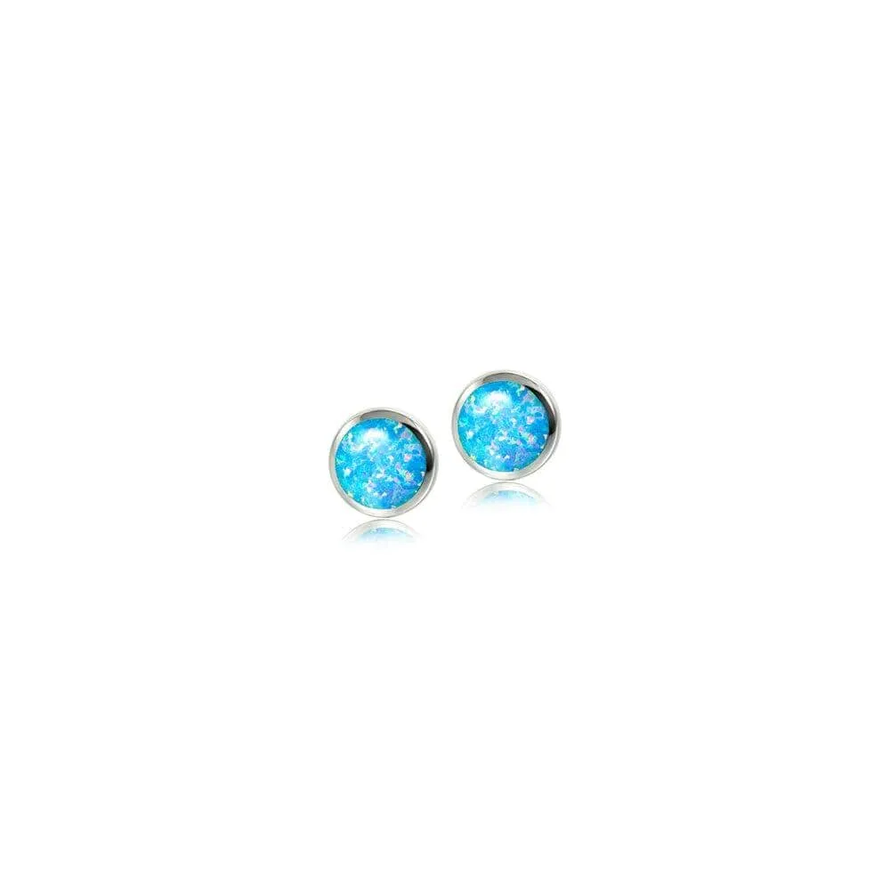 Opal Circle Stud Earrings