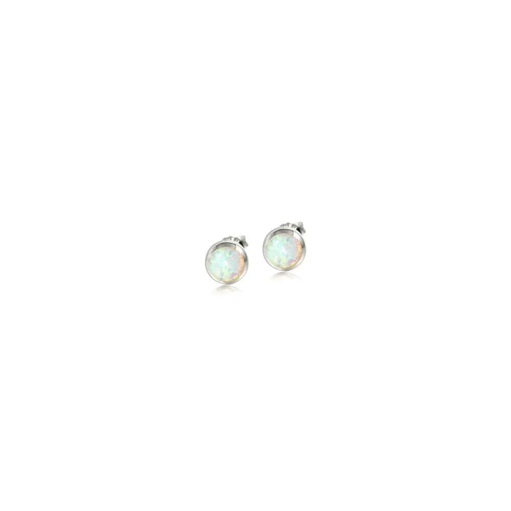 Opal Circle Stud Earrings