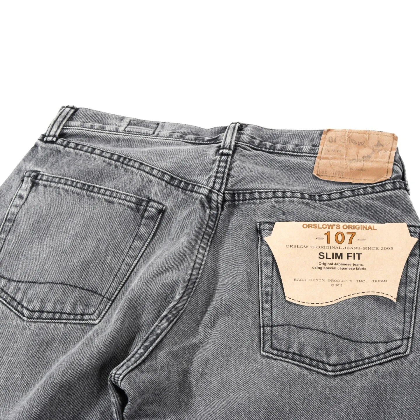 ORSLOW 107 IVY FIT BLACK DENIM BLEACH