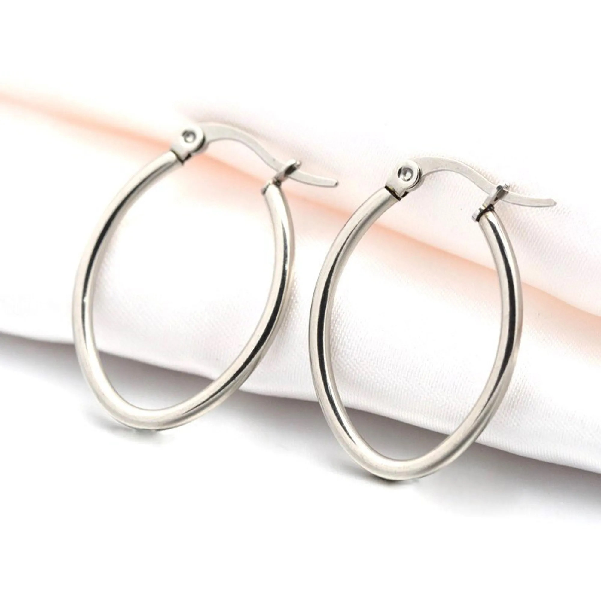 Oval Hoop Earrings, 42mm, 6 Pairs, #10