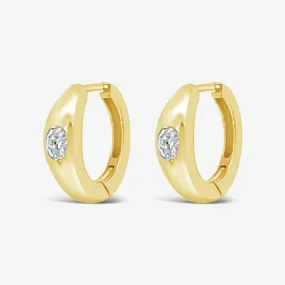 Oval Solitaire 0.20T Huggie Earrings