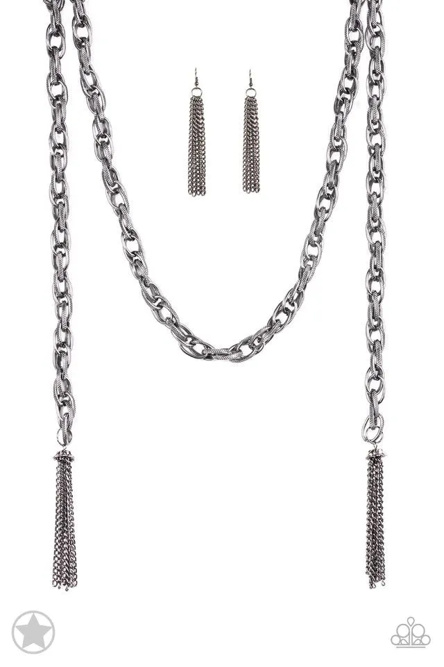 Paparazzi Accessories - SCARFed For Attention - Gunmetal Necklace