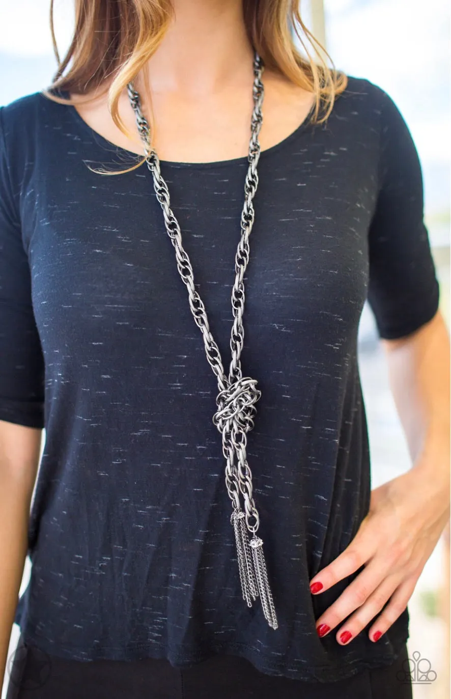 Paparazzi Accessories - SCARFed For Attention - Gunmetal Necklace