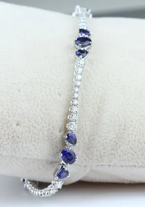 Parade Design 18KWG Diamond & 5 Station Sapphire Bracelet