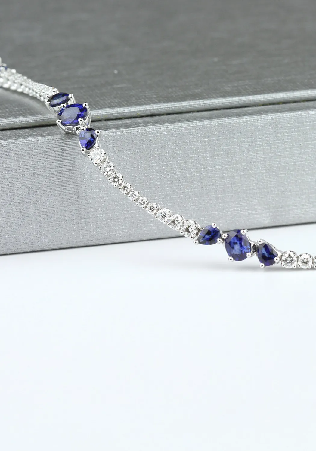 Parade Design 18KWG Diamond & 5 Station Sapphire Bracelet