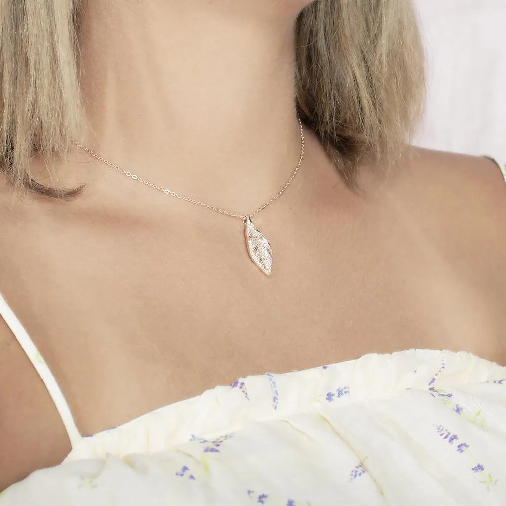 Pavé Maile Leaf Pendant