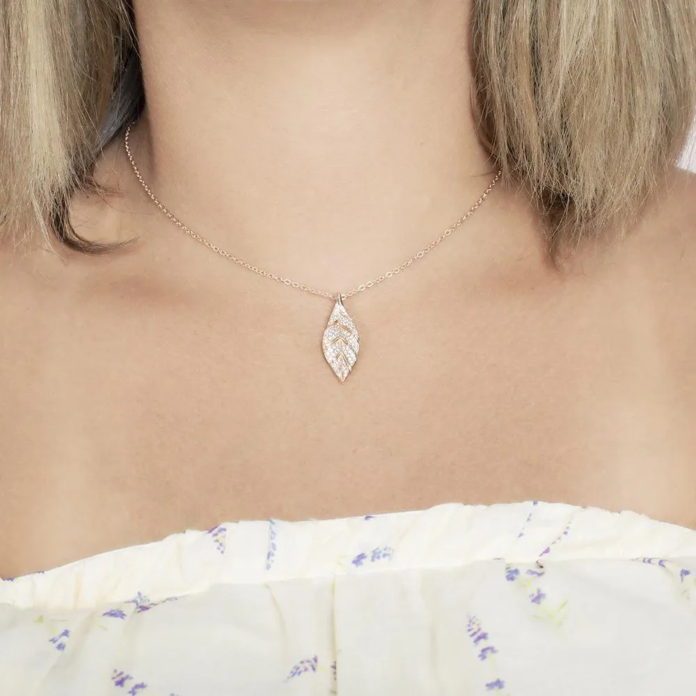 Pavé Maile Leaf Pendant