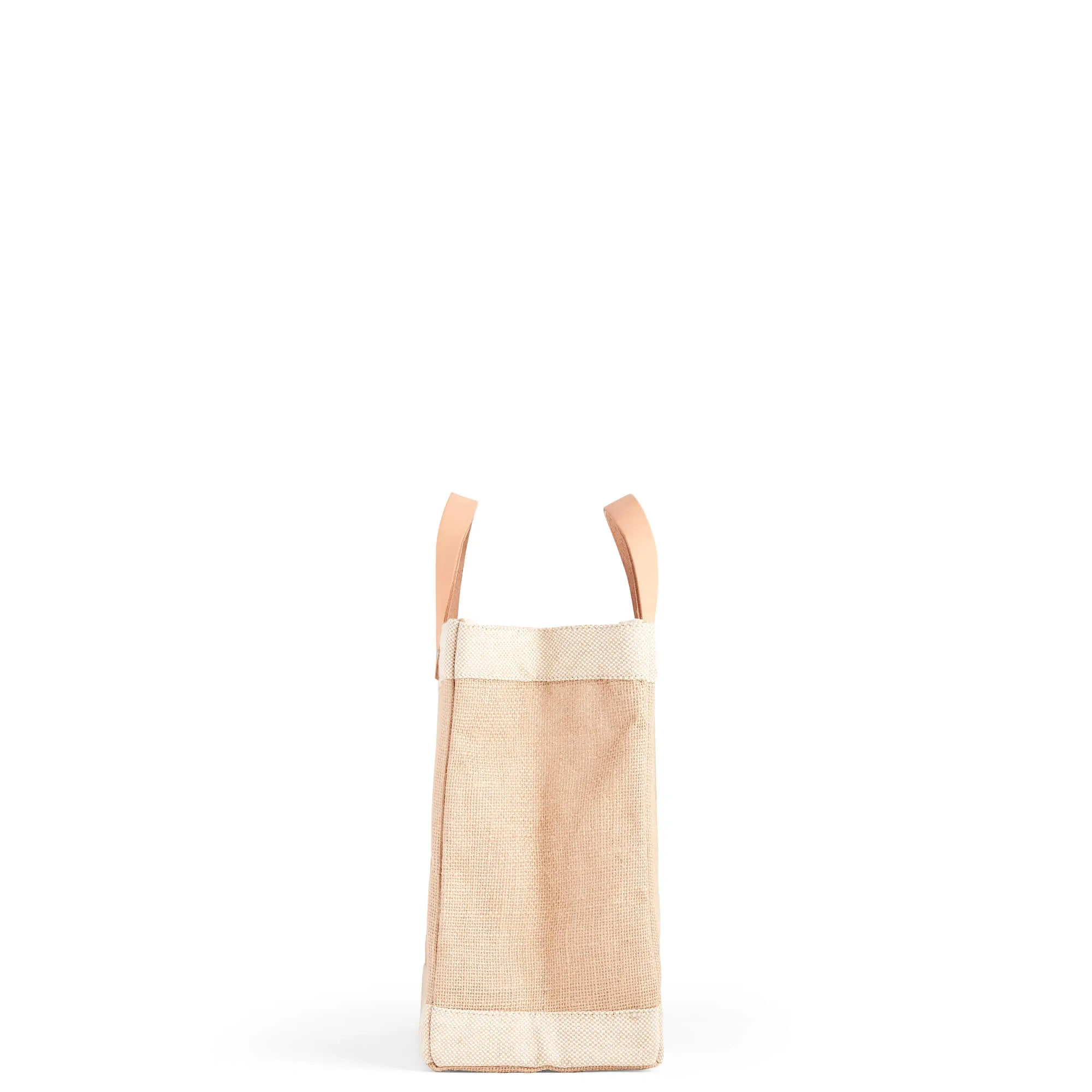 Petite Market Bag in Natural with Large Green Monogram