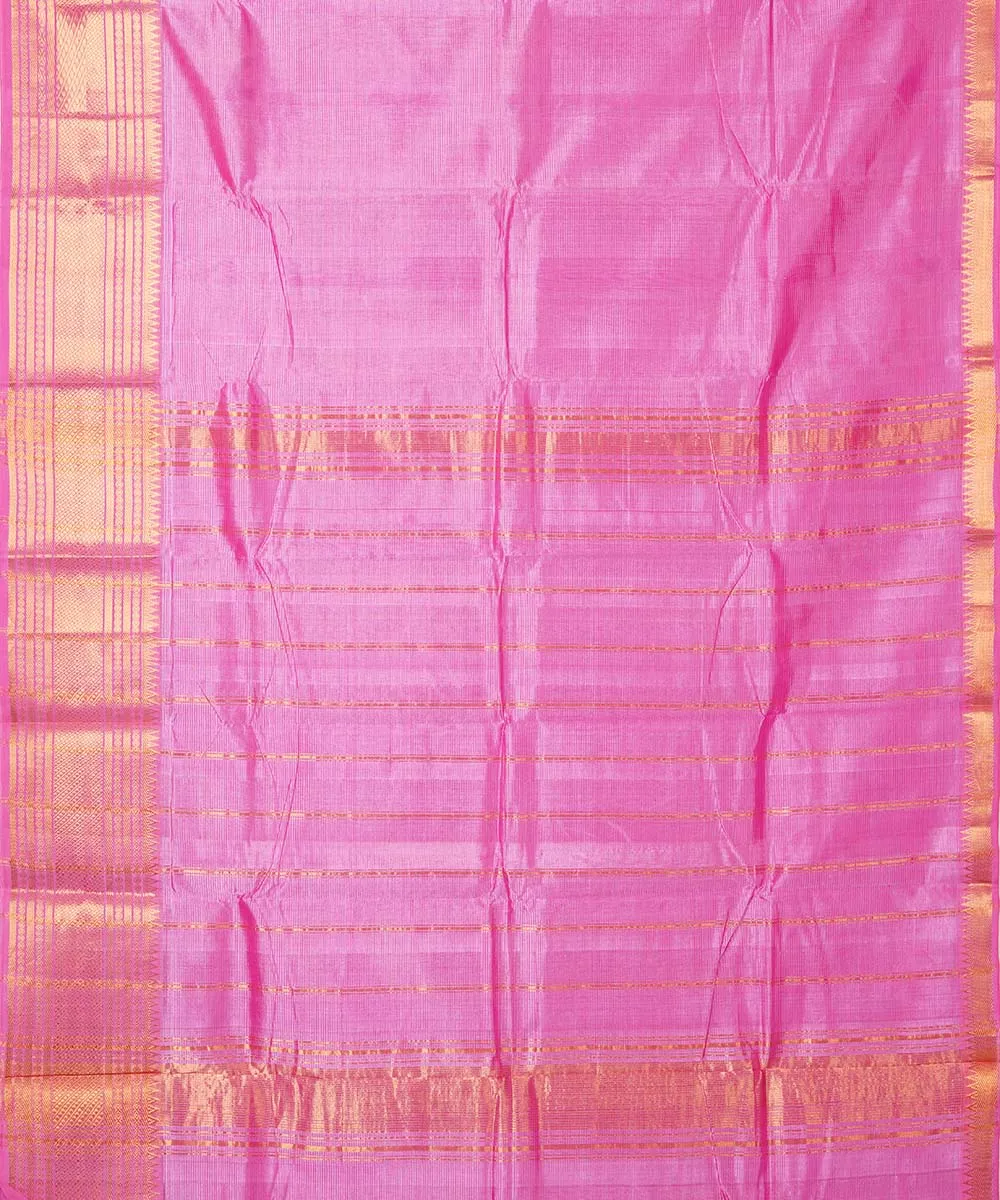 Pink mangalagiri cotton silk handwoven saree