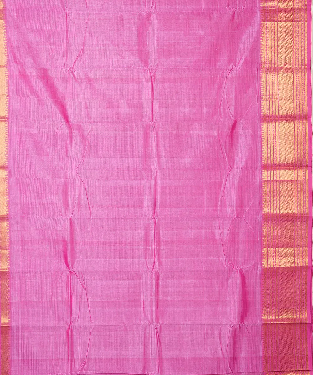 Pink mangalagiri cotton silk handwoven saree