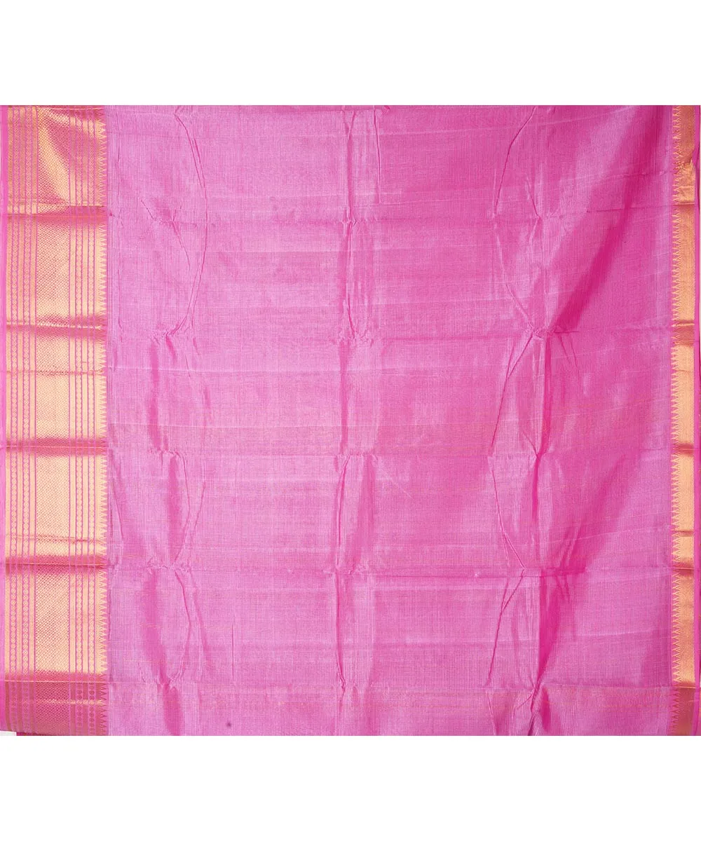 Pink mangalagiri cotton silk handwoven saree