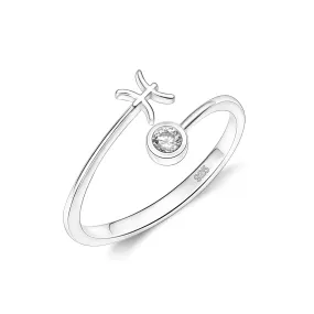 Pisces Ring Sterling Silver Adjustable Zodiac Sign Ring