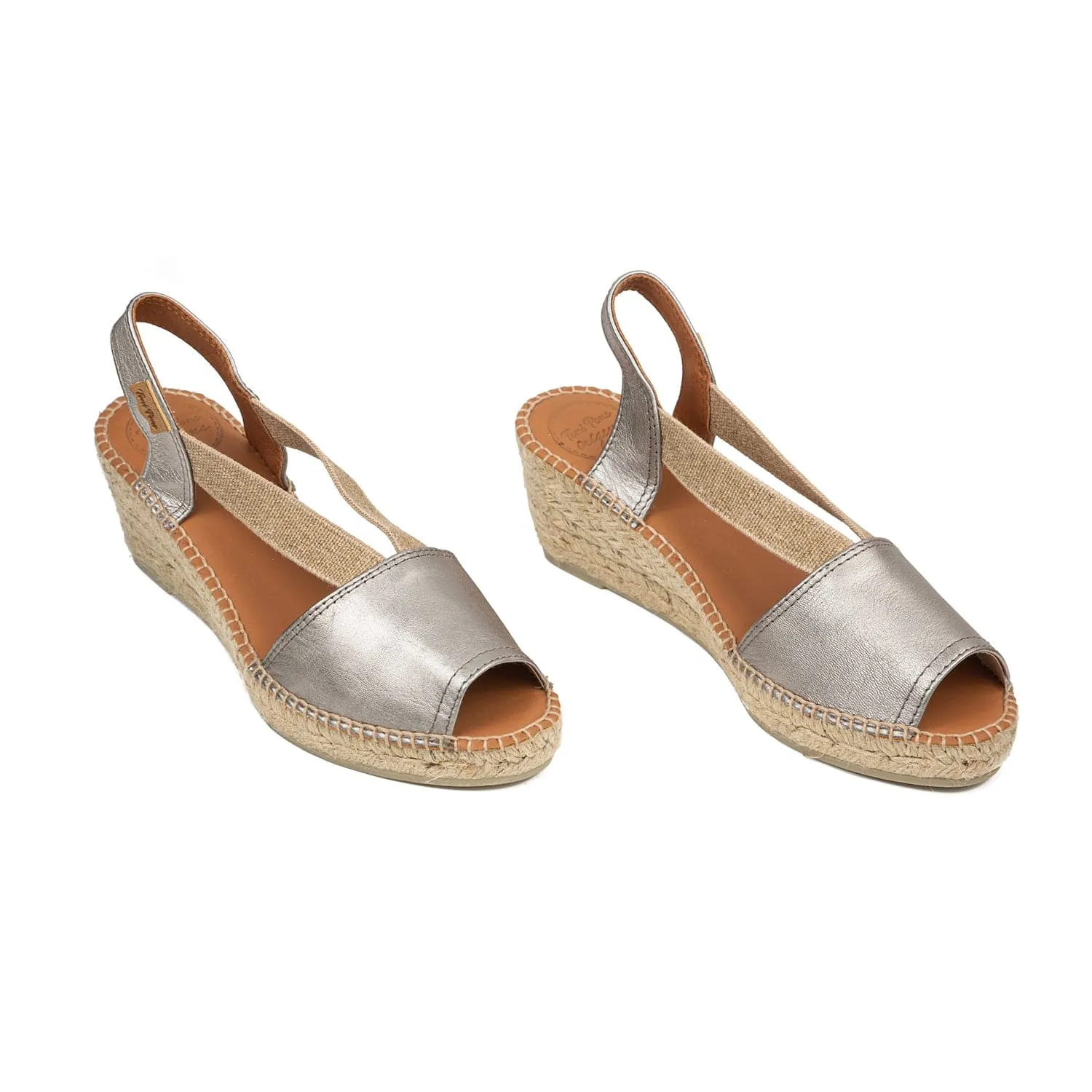 Plain Leather Wedge Espadrille for Women - Teide-P