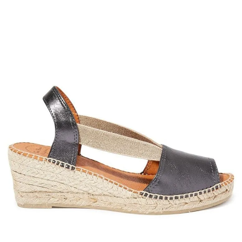 Plain Leather Wedge Espadrille for Women - Teide-P