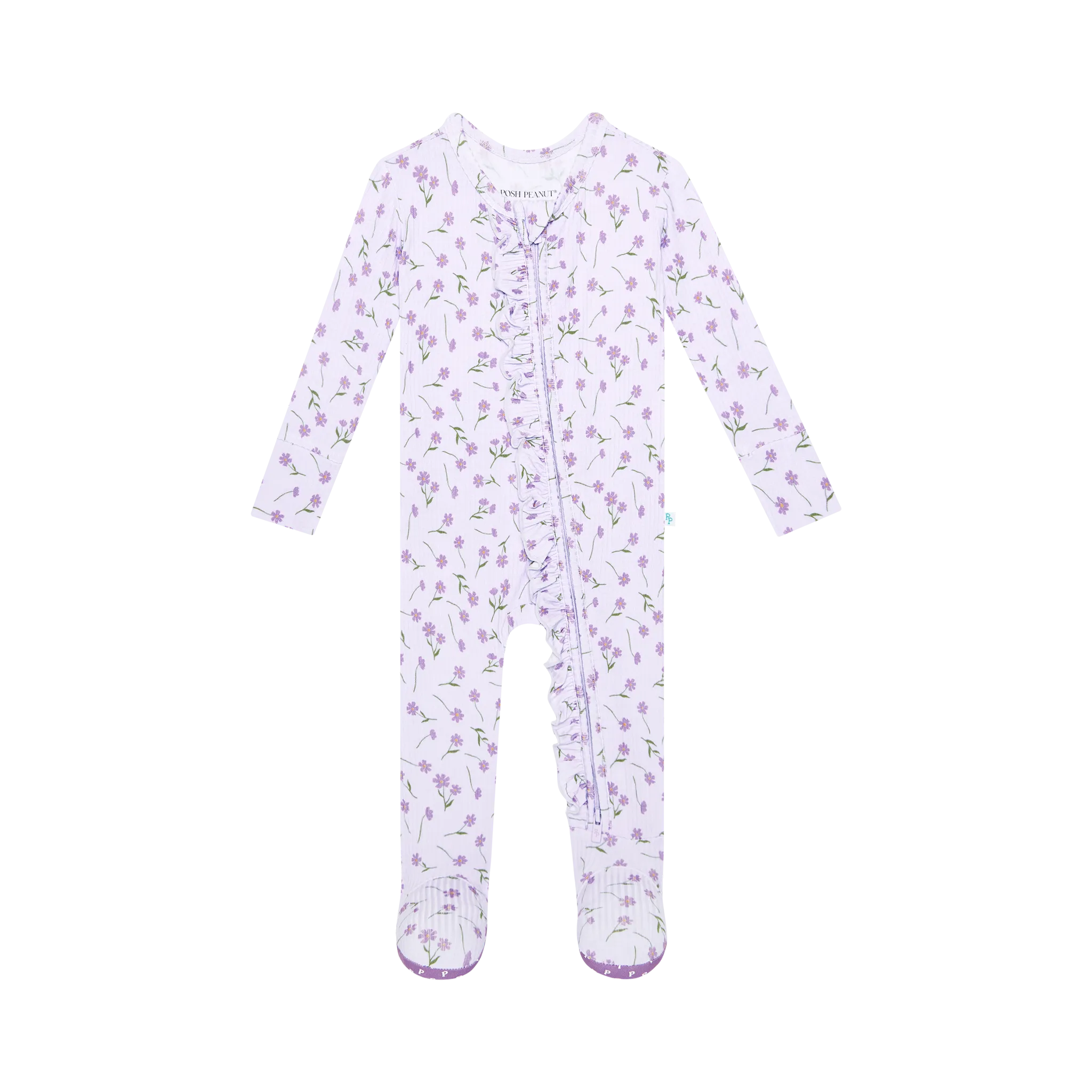 Posh Peanut Jeanette Ruffled Zippered Footie