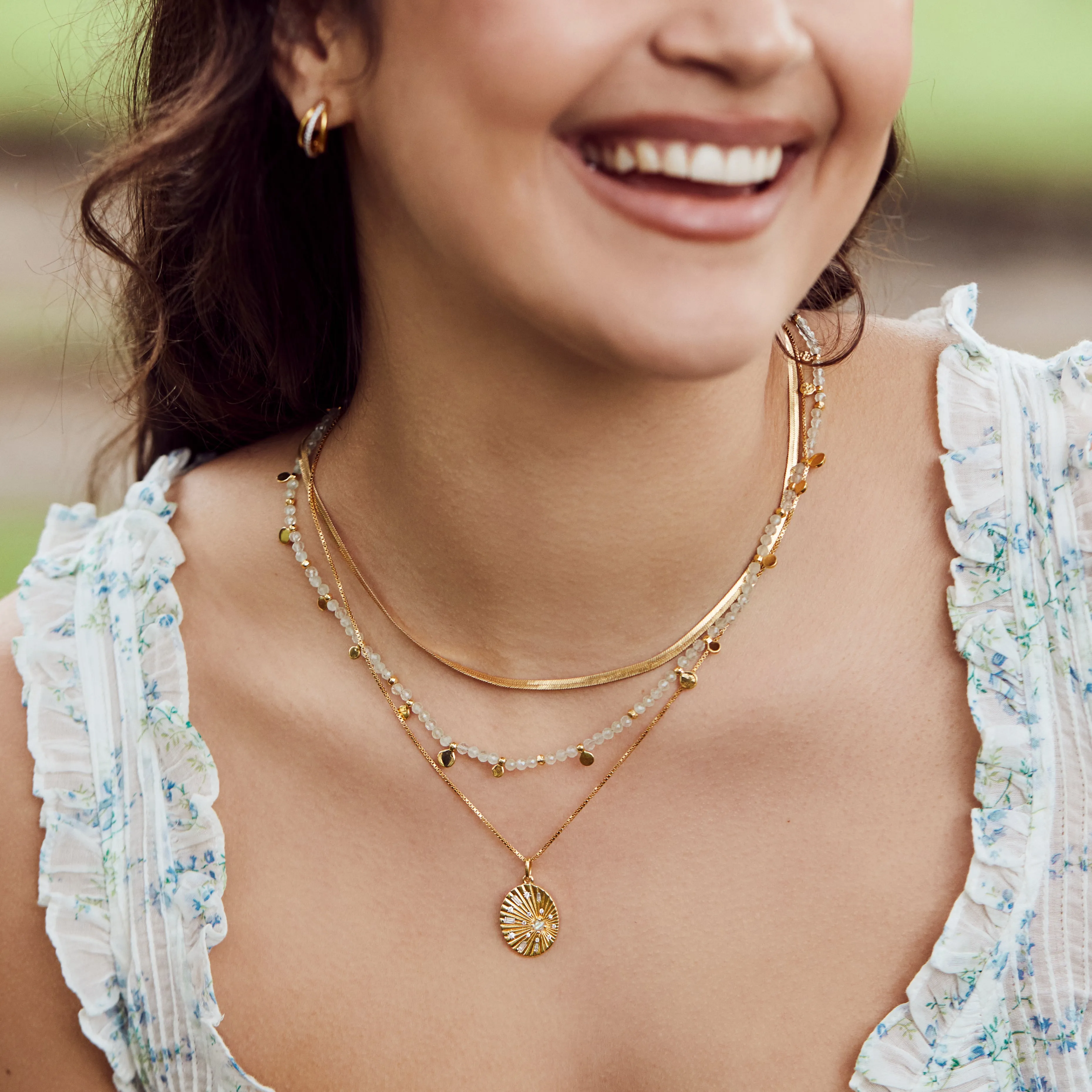 Prehnite Beaded Coin Necklace