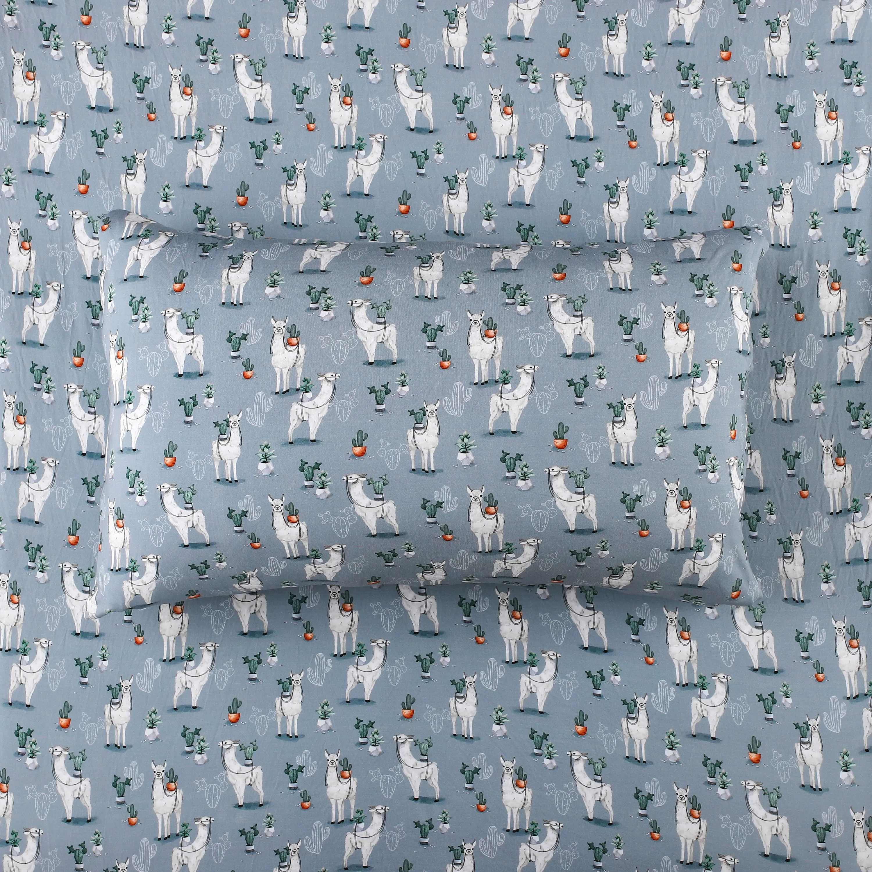 Prickly Llama Twin Fitted Sheet and Pillowcase Set