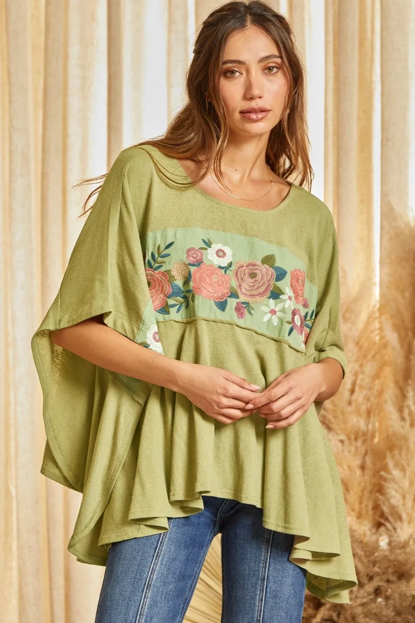 Raise the Bar Embroidered Blouse - Sage