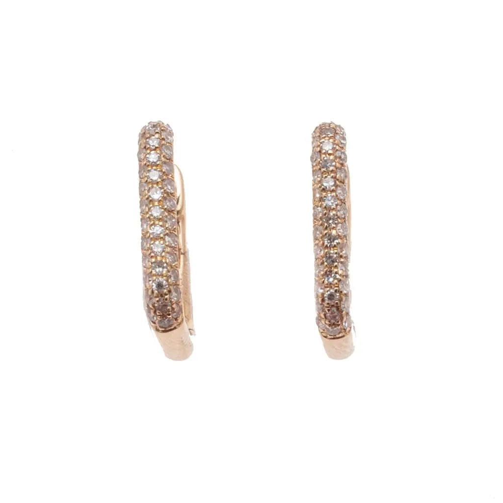 Rectangle Micro-Pave Diamond Hoop Earrings