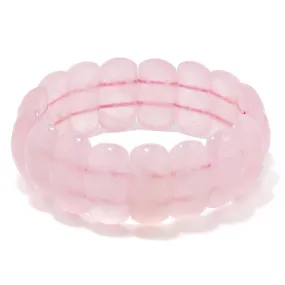 Rose Quartz 25mm Gemstone Bead Elastic Bracelet