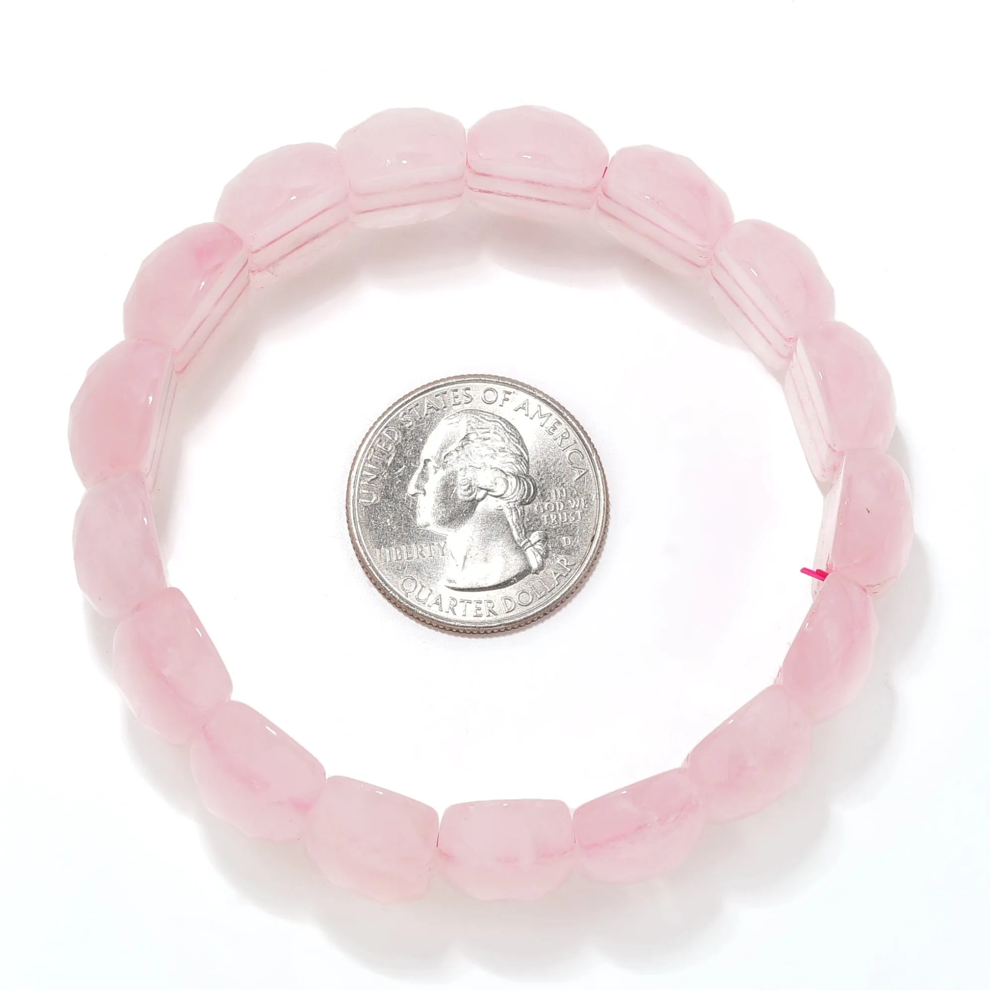 Rose Quartz 25mm Gemstone Bead Elastic Bracelet