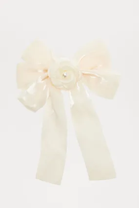 Roses And Bows Hair Clip - Ivory