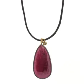 Ruby Diamond Leather Necklace