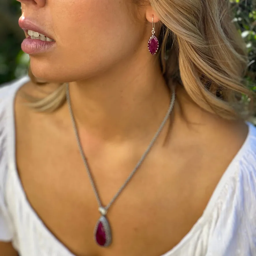 Ruby Quartz Earrings - Melita