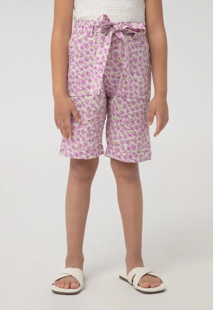 Ruffle Seersucker Printed Hoodie And Shorts Set