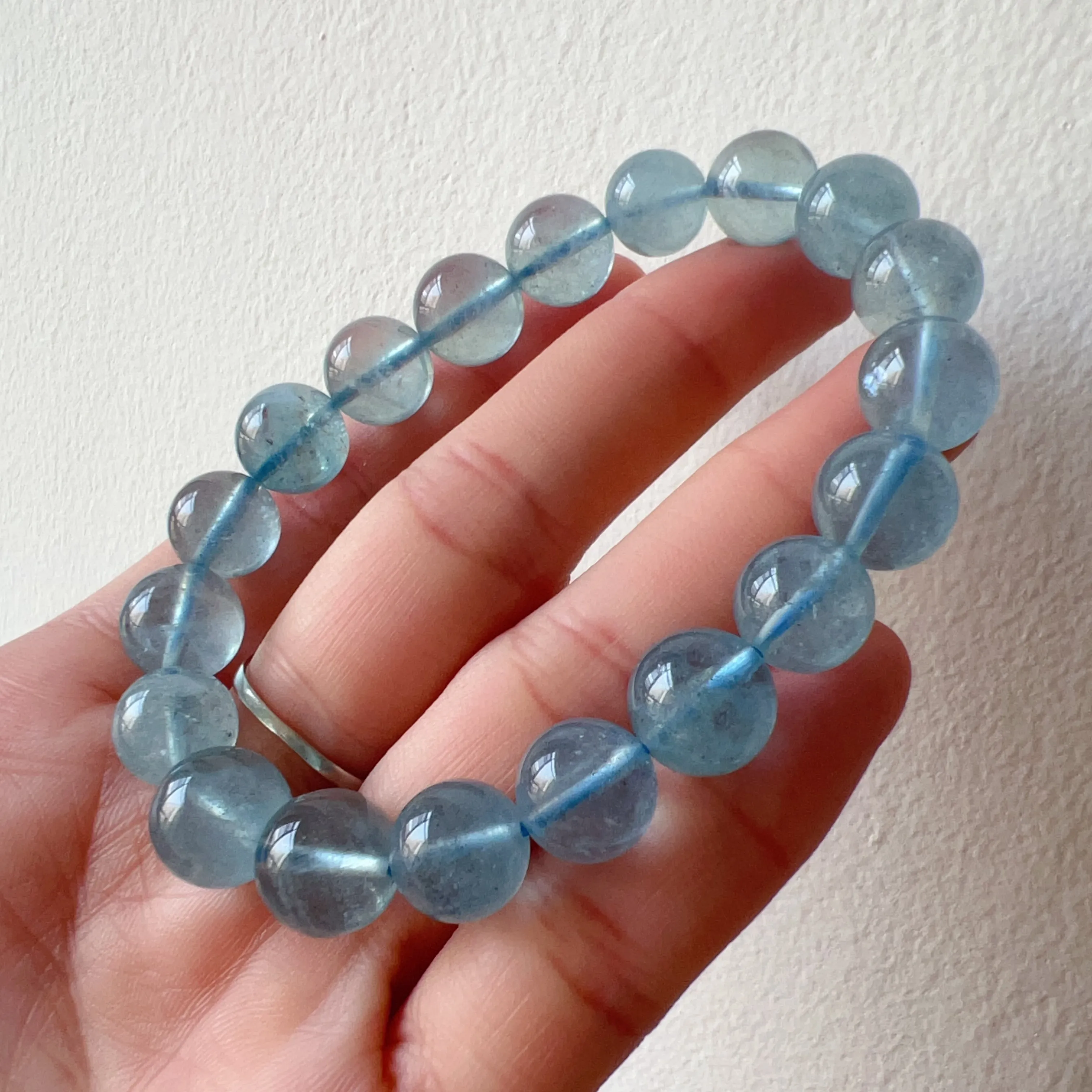 Saint Maria Blue Aquamarine Healing Crystal Bracelet with 10.4mm Beads | March Birthstone Pisces