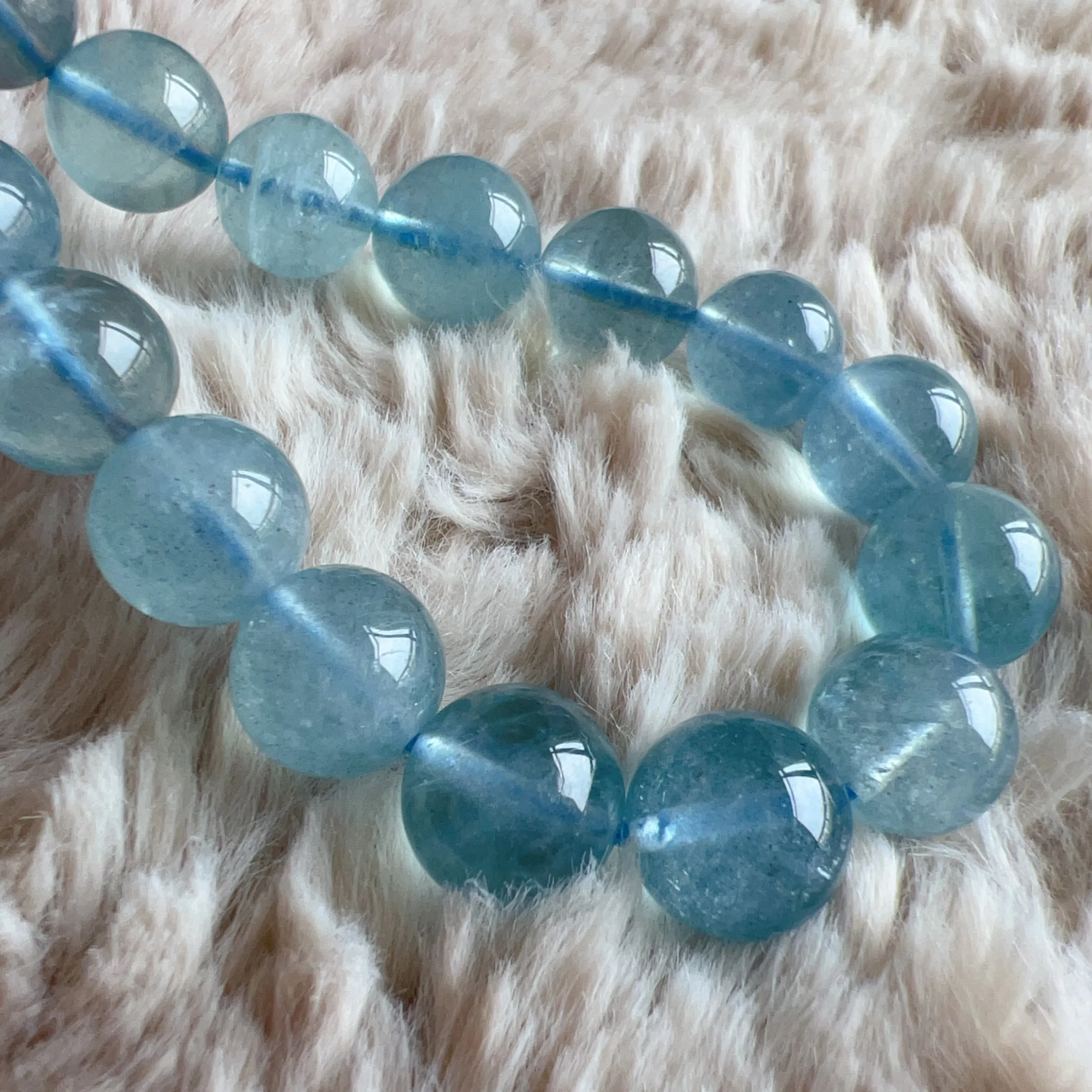 Saint Maria Blue Aquamarine Healing Crystal Bracelet with 10.4mm Beads | March Birthstone Pisces