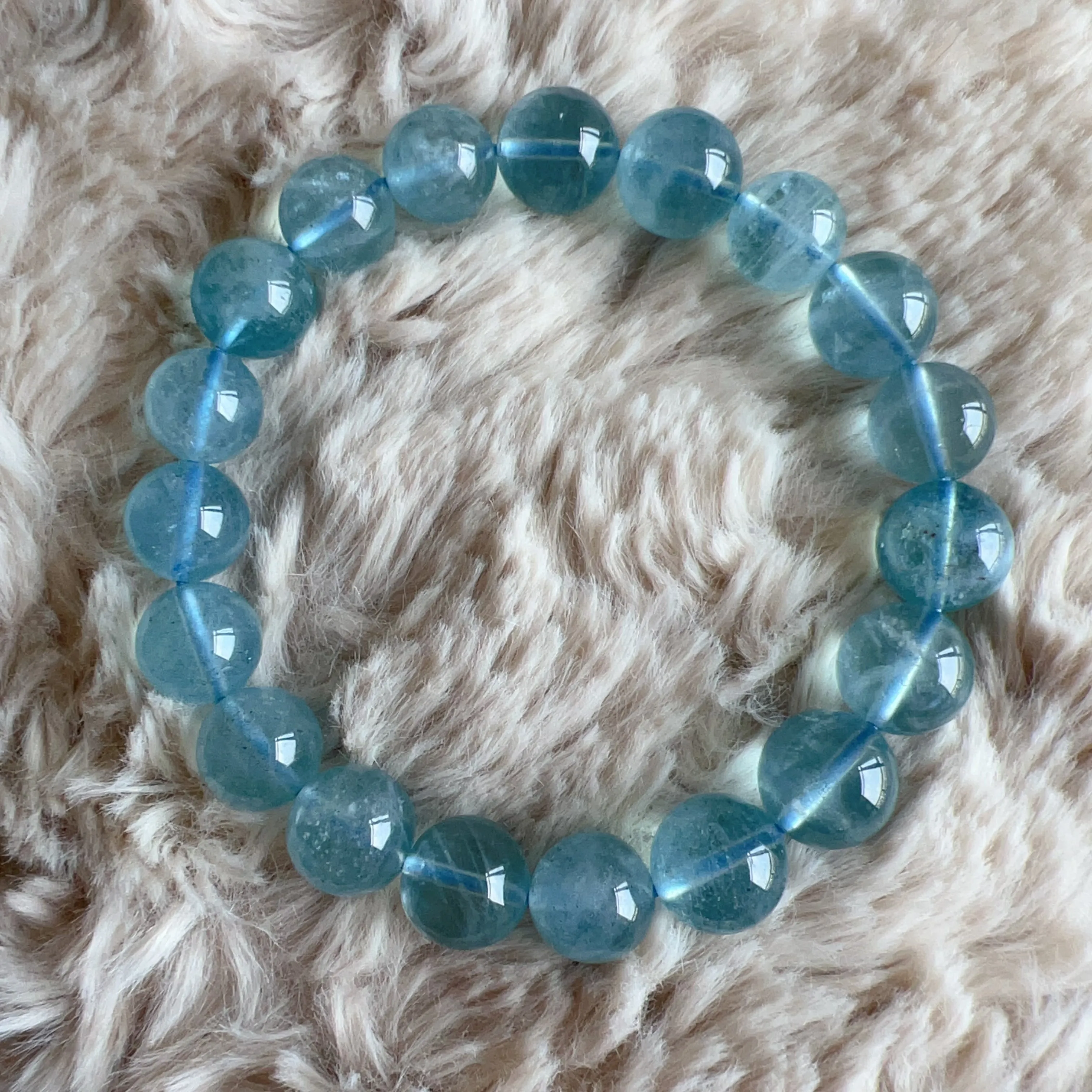 Saint Maria Blue Aquamarine Healing Crystal Bracelet with 10.4mm Beads | March Birthstone Pisces