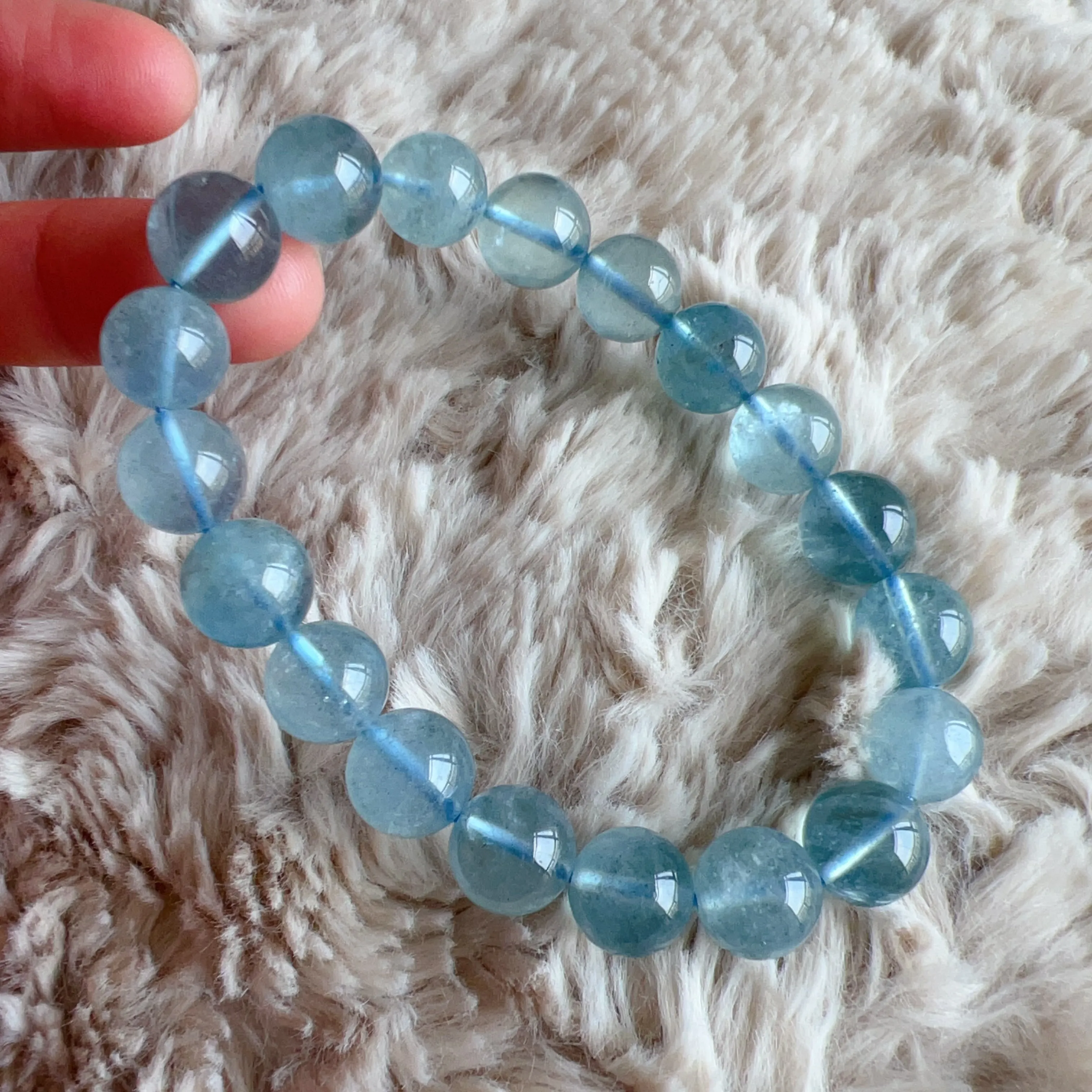 Saint Maria Blue Aquamarine Healing Crystal Bracelet with 10.4mm Beads | March Birthstone Pisces